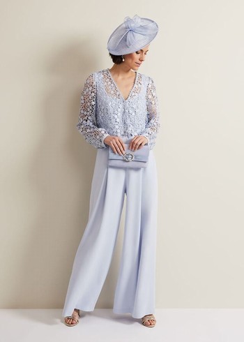 Phase Eight Mariposa Lace Jumpsuit Blue Canada | QAPBOV-974